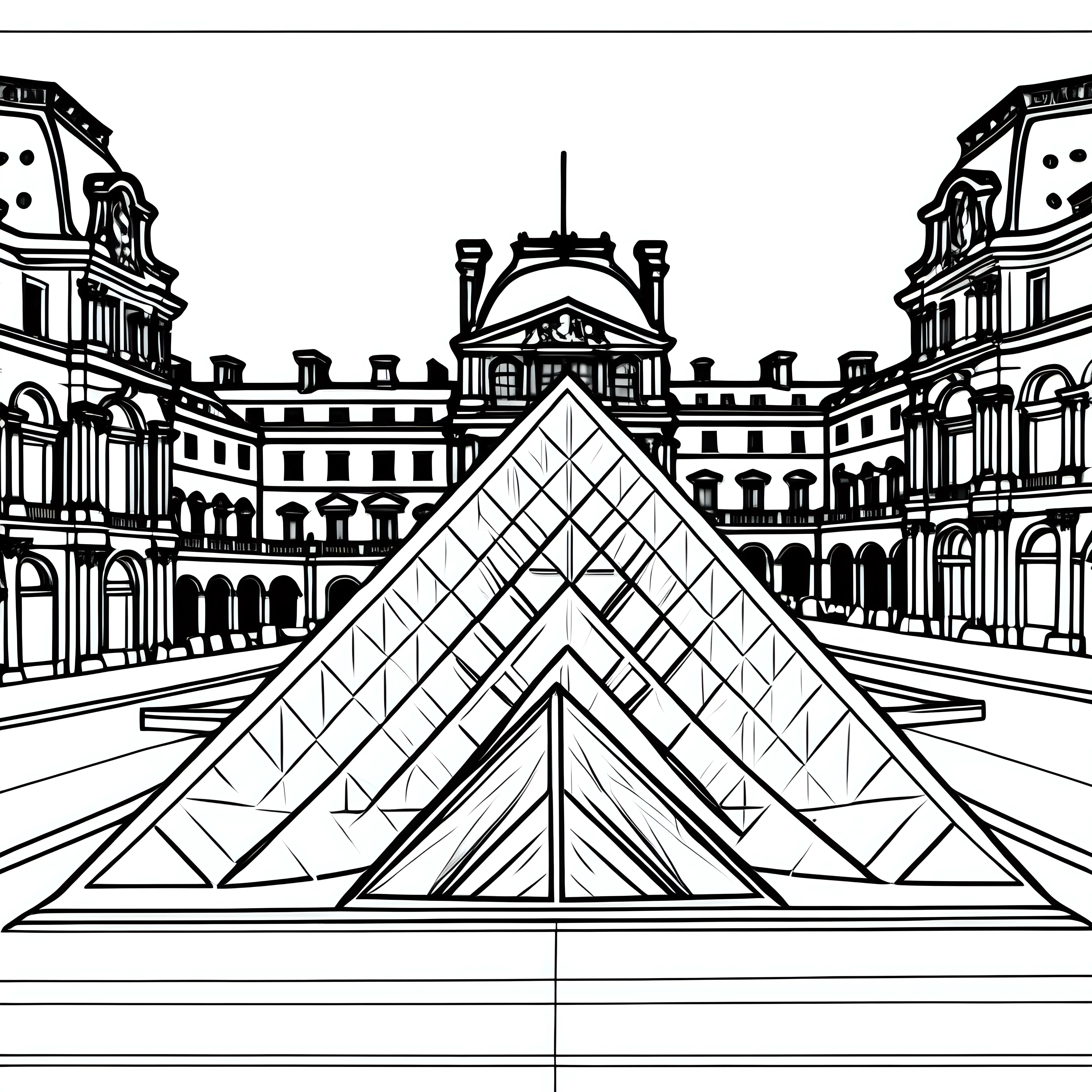 Artistic Louvre Museum Coloring Page for Creative Fun