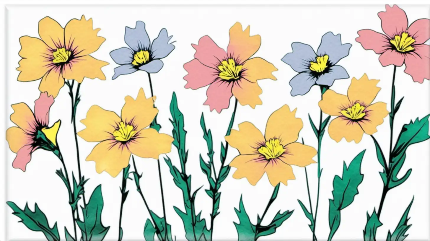 Pastel Watercolor Ozark Sundrops Flowers Clipart on a White Background