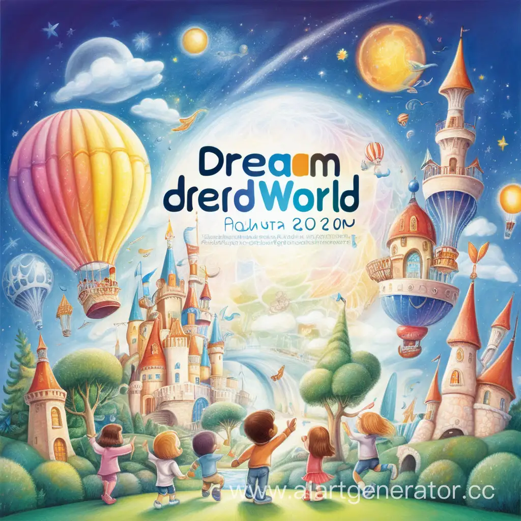 нарисовать логотип "Мир мечты" для детского форума, посвященному дизайну и архитектуре, будующий мир глазами детей, яркий современный

