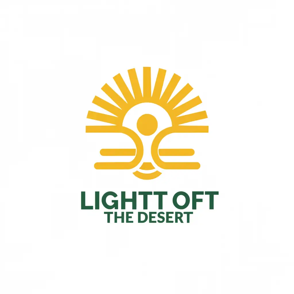 a logo design,with the text "Light of the desert", main symbol:the Tunisian solar heritage with green and yellow effect,Moderate,be used in Technology industry,clear background