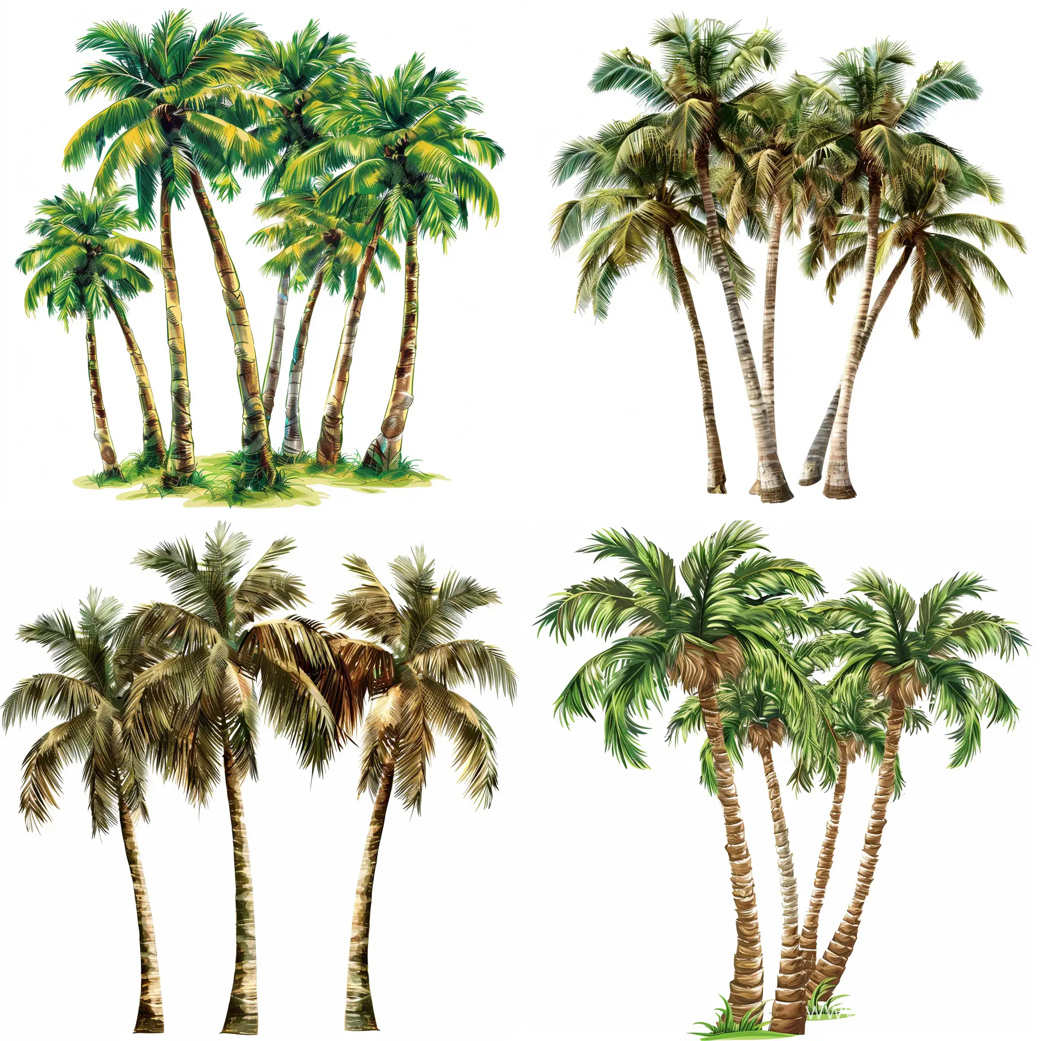 Tropical-Paradise-Unique-Palm-Trees-in-Vibrant-Isolation