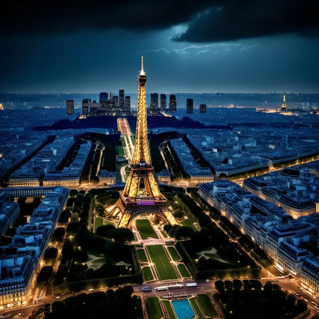 Stunning Night View of Paris Eiffel Tower in UltraRealistic National Geographic Style