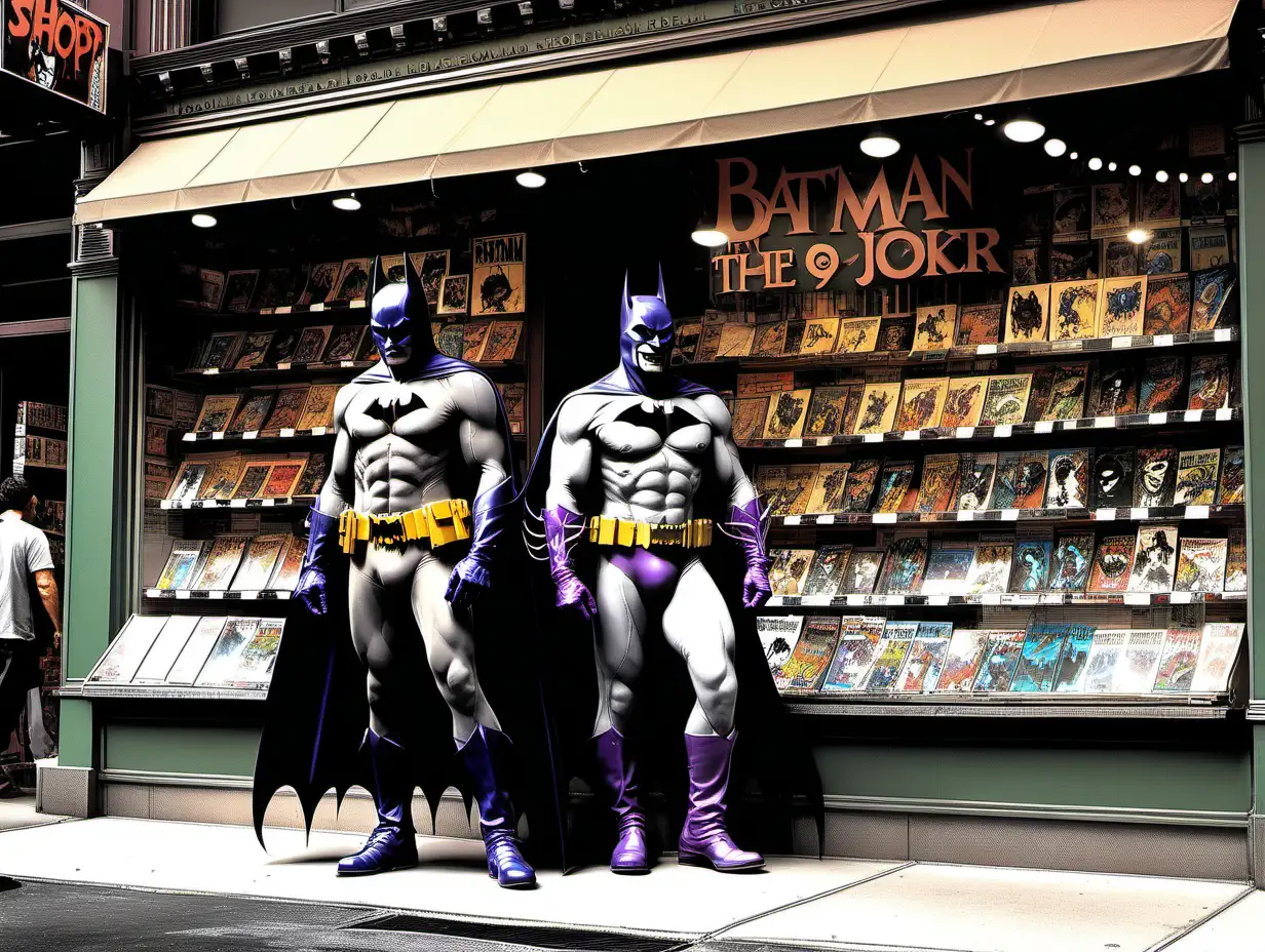 Batman and the Joker Enter NYC Comic Book Shop Frank Frazetta Inspired Art