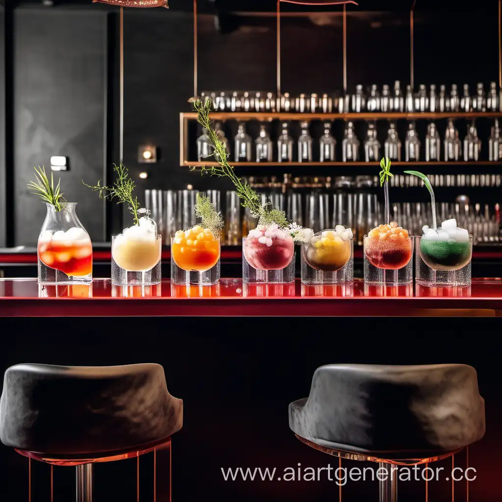 Molecular-Cuisine-Cocktail-Displayed-on-Bar-Counter