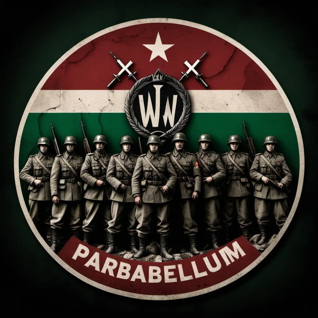 PARABELLUM  Black Circle CLAN LOGO WITH HUNGARIAN FLAG and with ww2 troops 