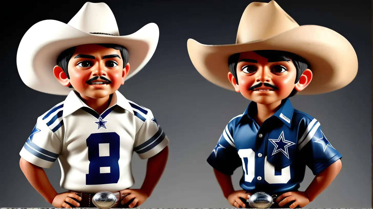 Dreamlike Sentimental Scene Little Mexican Boy Playing with Dallas Cowboys Team