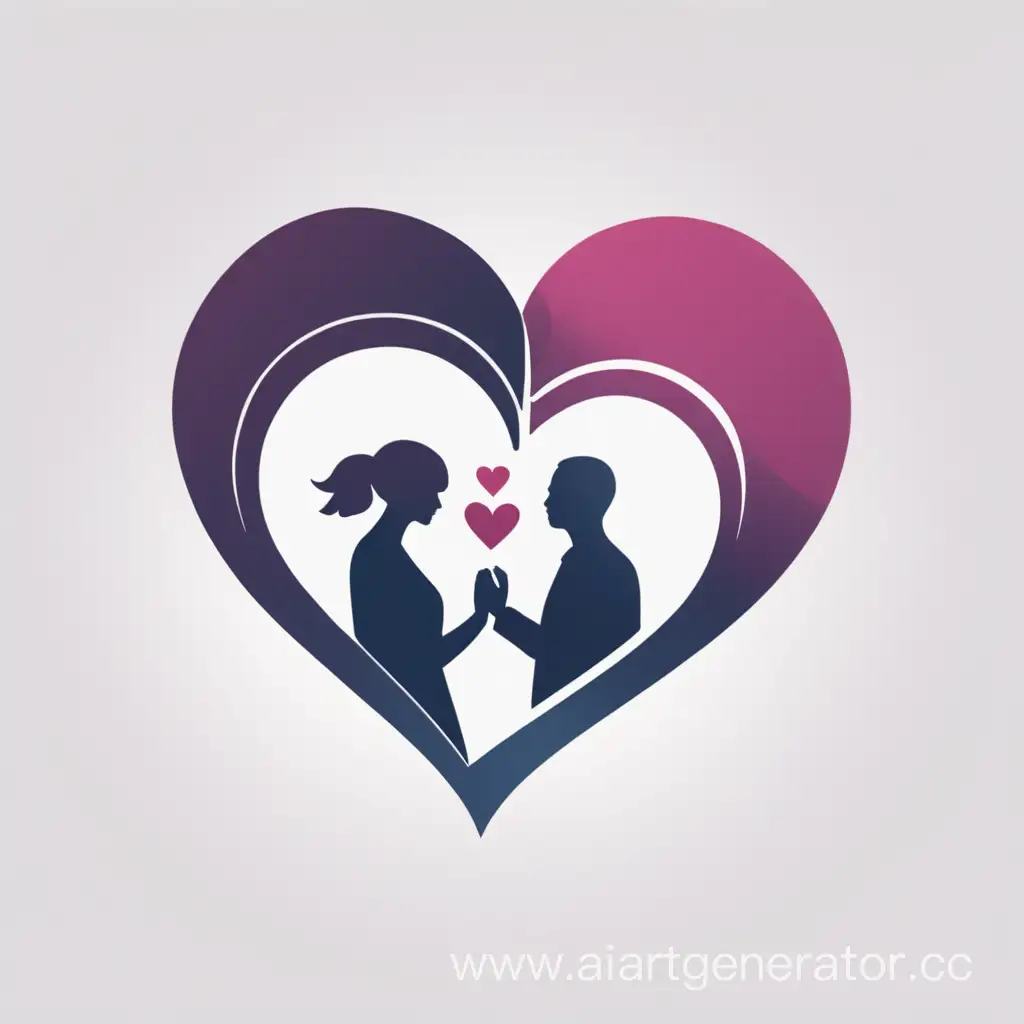 логотип взаимные подписки, сердца, два силуэта человека