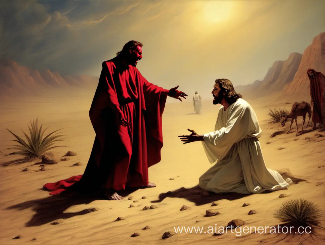 Сатана исушает Иисуса в пустине 