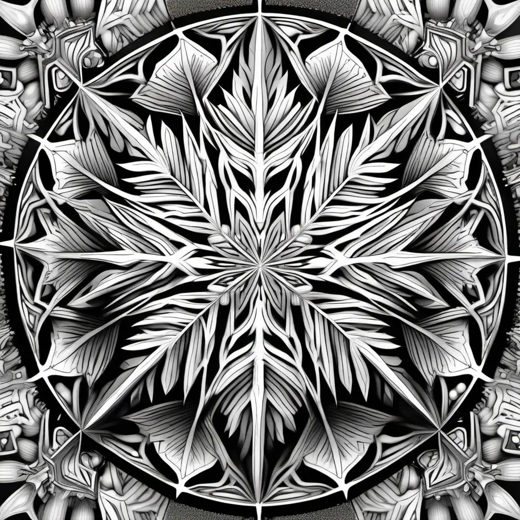 Exquisite Grayscale Snowflake Mandala Coloring Pages