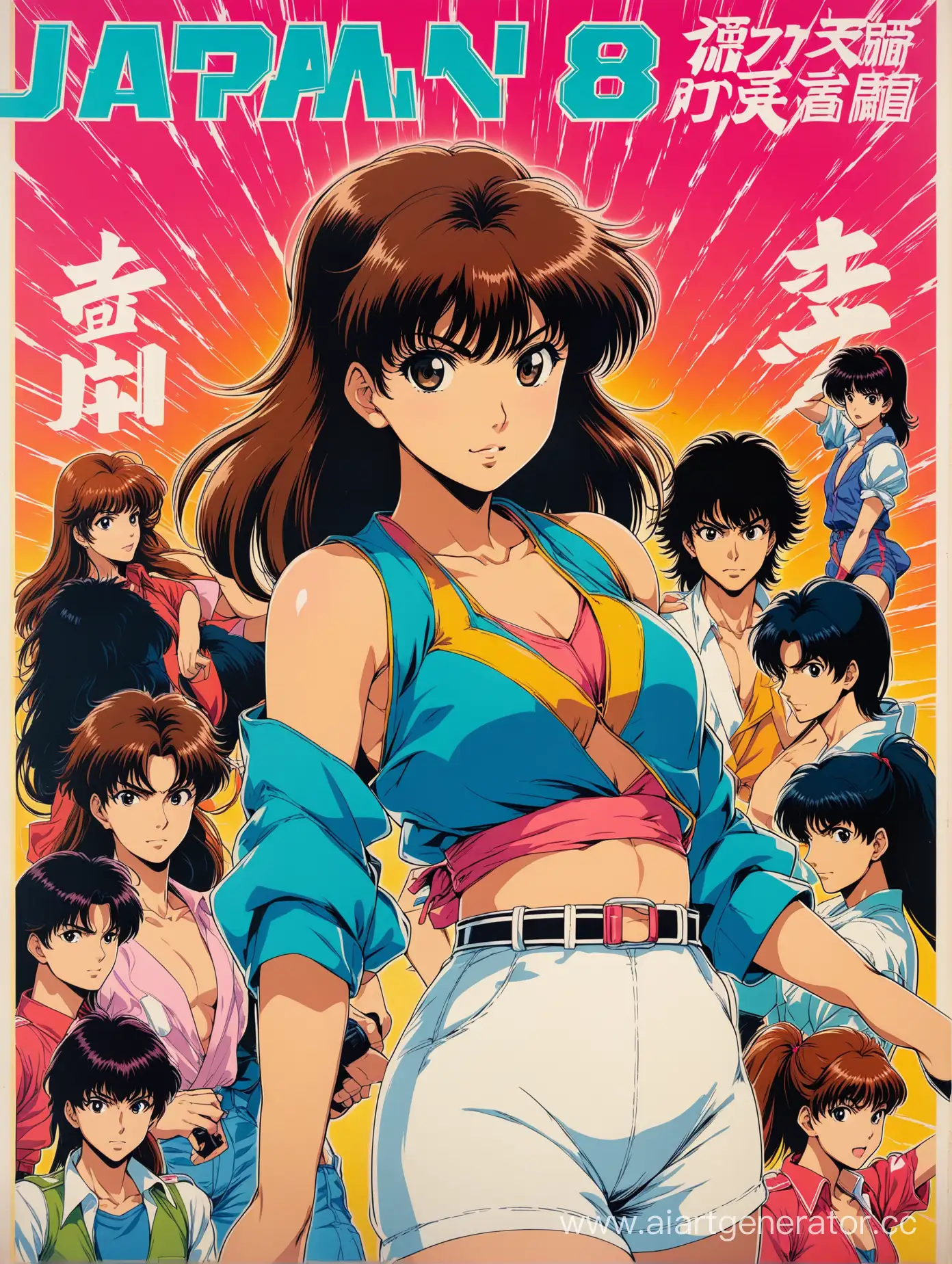 Japan 80s style anime, poster