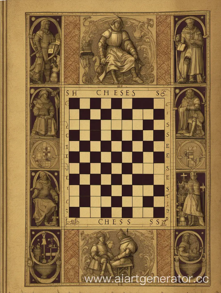 Обложка в стиле средневековья к шахматной книги