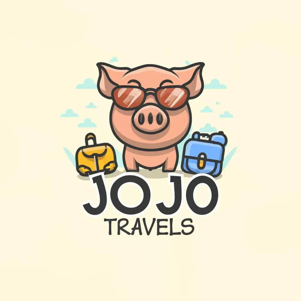 LOGO-Design-for-Jojo-Travels-Playful-Pig-Mascot-in-a-Clear-TravelThemed-Emblem