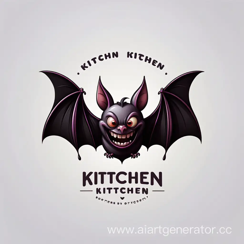 логотип для кухни с летучей мышью
