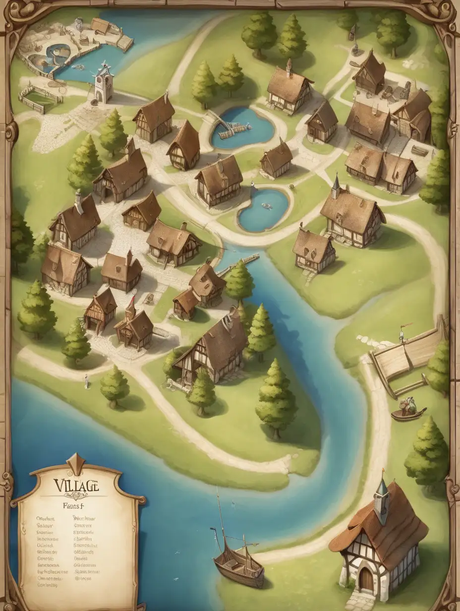 Medieval Fishing Town Map with Cedar Grove
