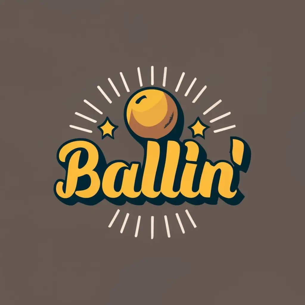 logo, GOLD MEATBALL ON CHAIN, with the text "BALLIN", typography, be used in Restaurant industry