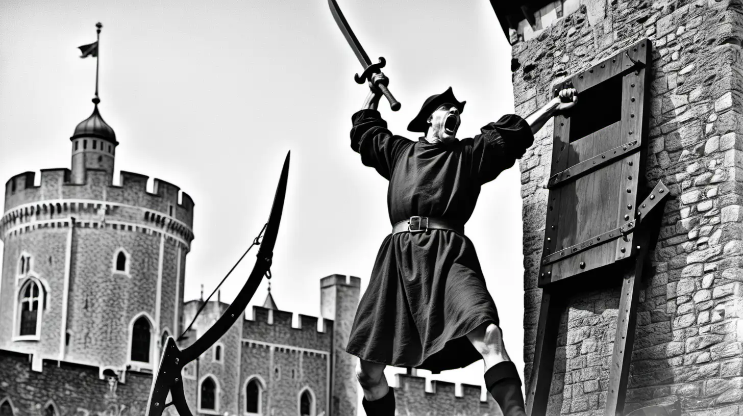 Dramatic 16th Century Guillotine Executioner at Tower of London
