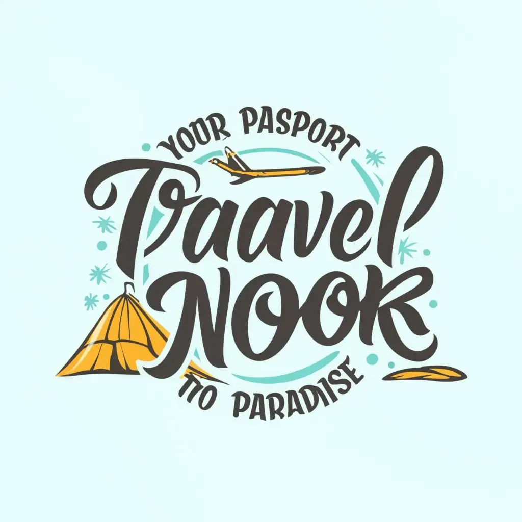logo, your passport to paradise, with the text "travelnook", typography, be used in Travel industry