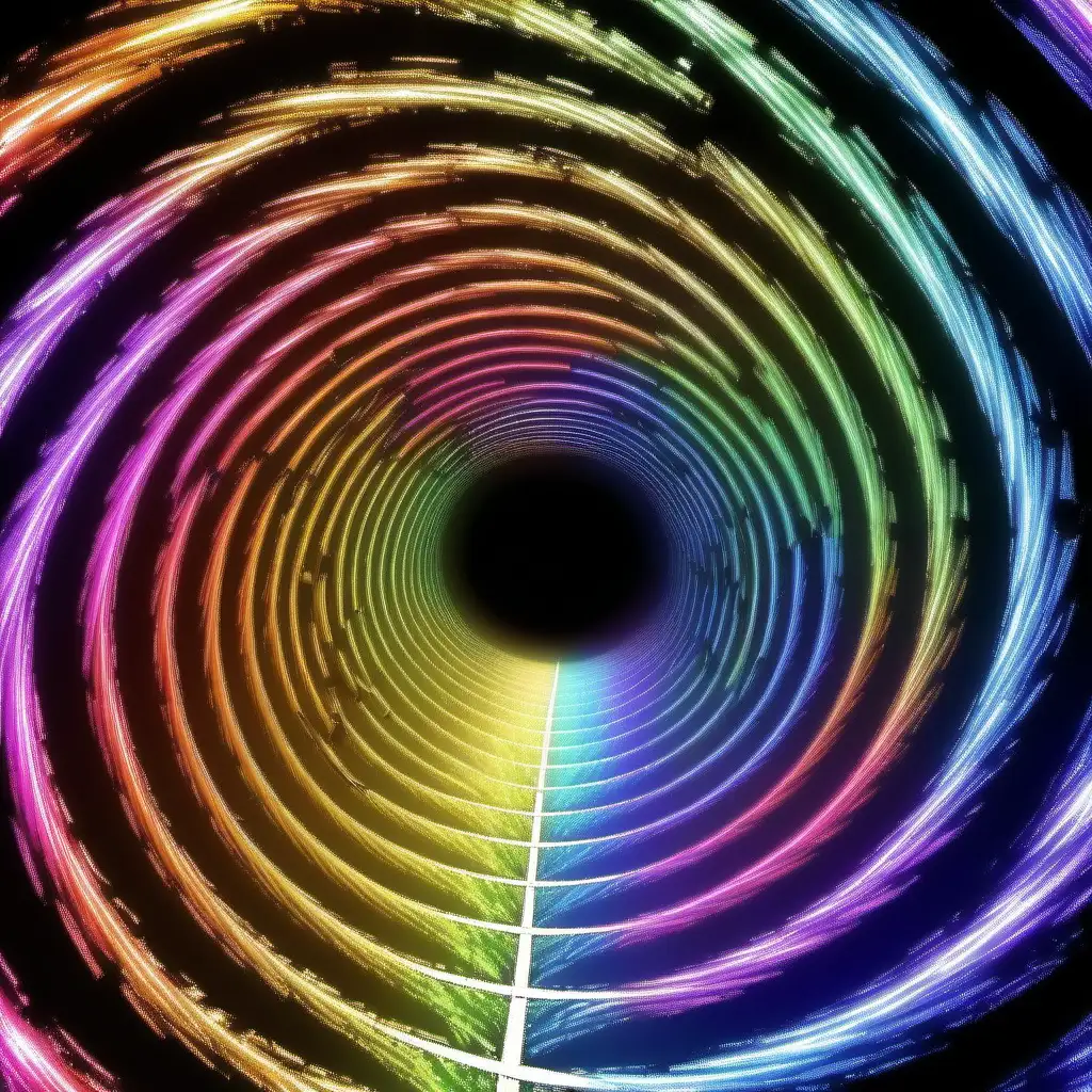 rainbow spiral tunnel over planet earth
