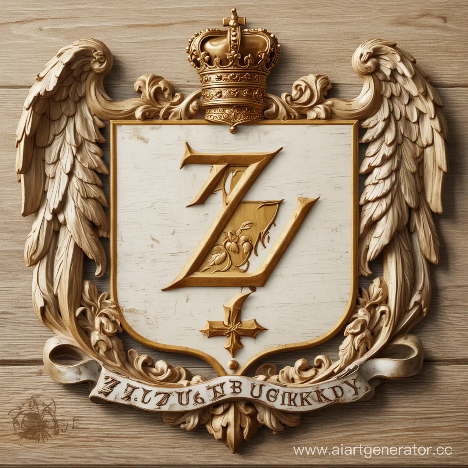 Family coat of arms of the Zhukovsky surname: strong, unity, faith, love, infinity, letter Z