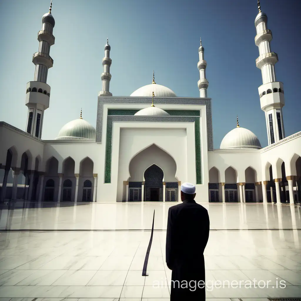 one man with Muslim mosque and pray