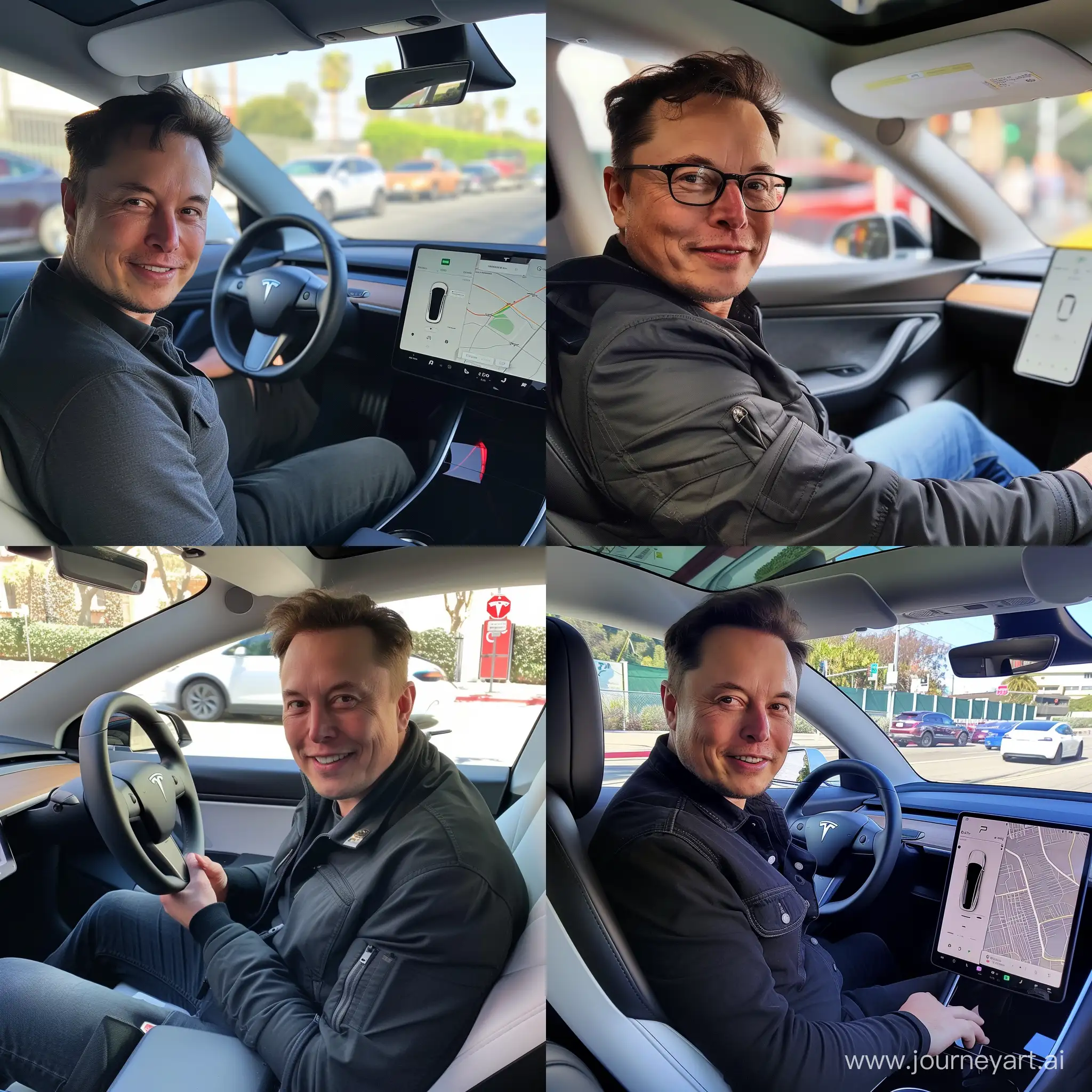Elon Musk taxi Driver --v 6 --ar 1:1 --no 66390
