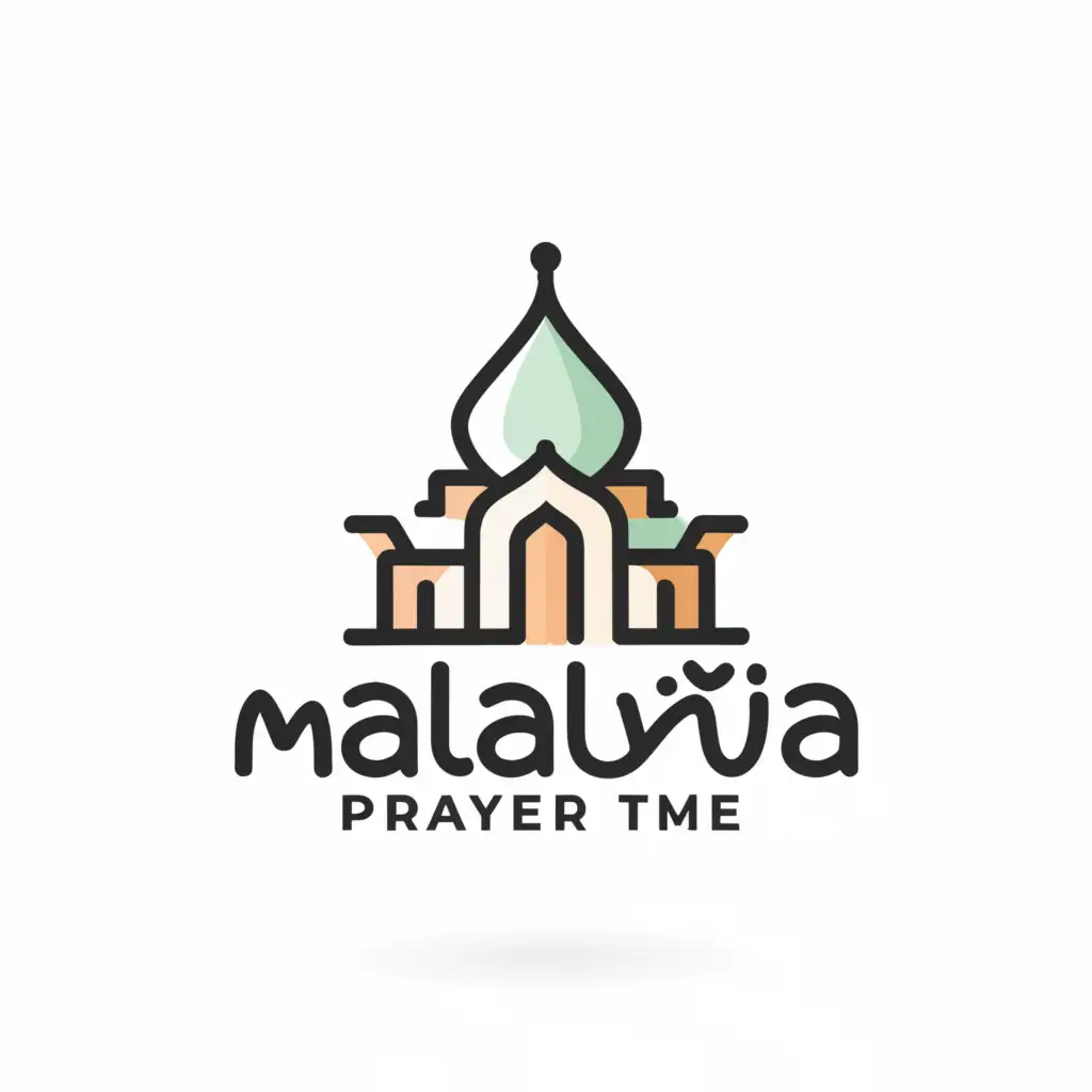a logo design,with the text "Malaysia Prayer Time", main symbol:Mosque,Minimalistic,be used in Religious industry,clear background