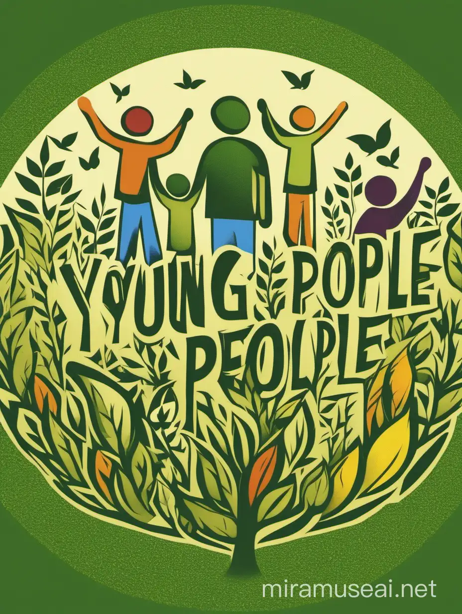 un logo représentant des jeunes de toutes origines aidant le social et la nature