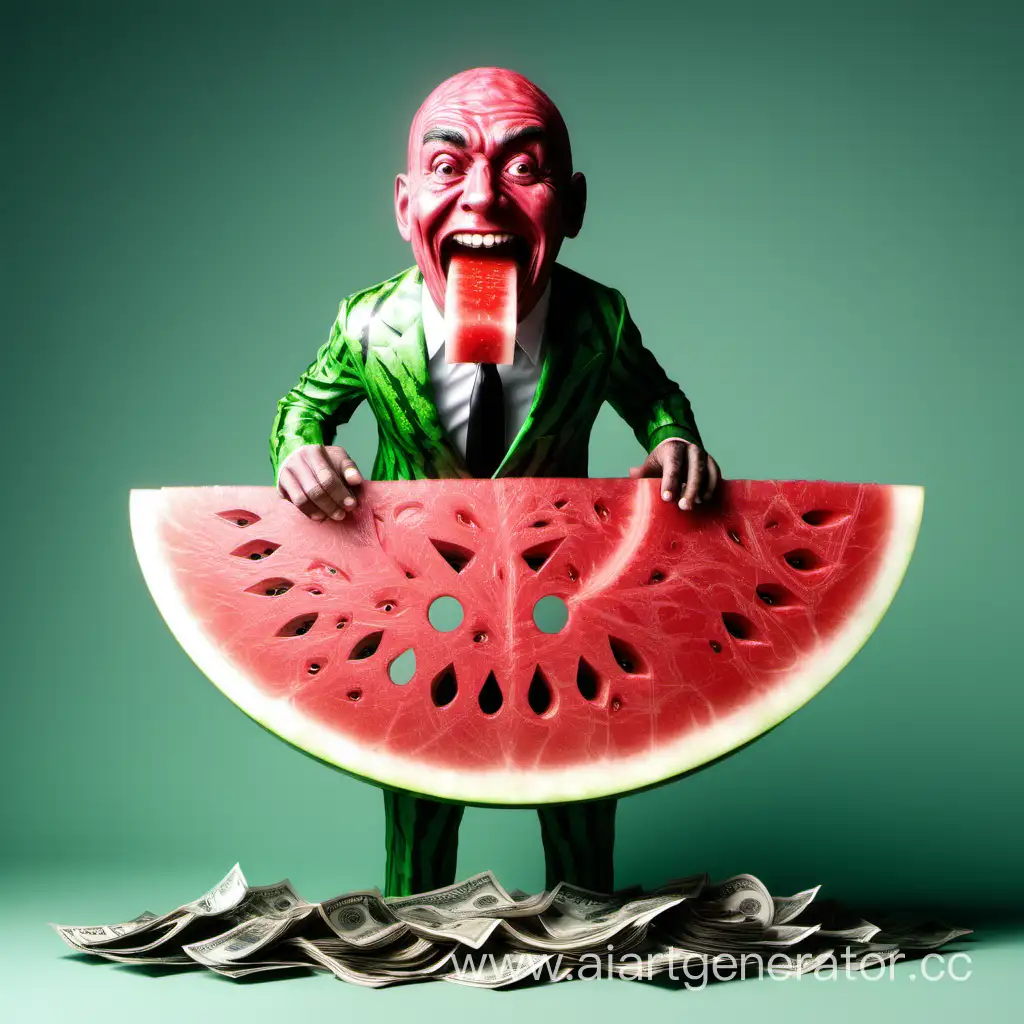 Eclectic-Scene-of-MoneyEating-Watermelon-Man