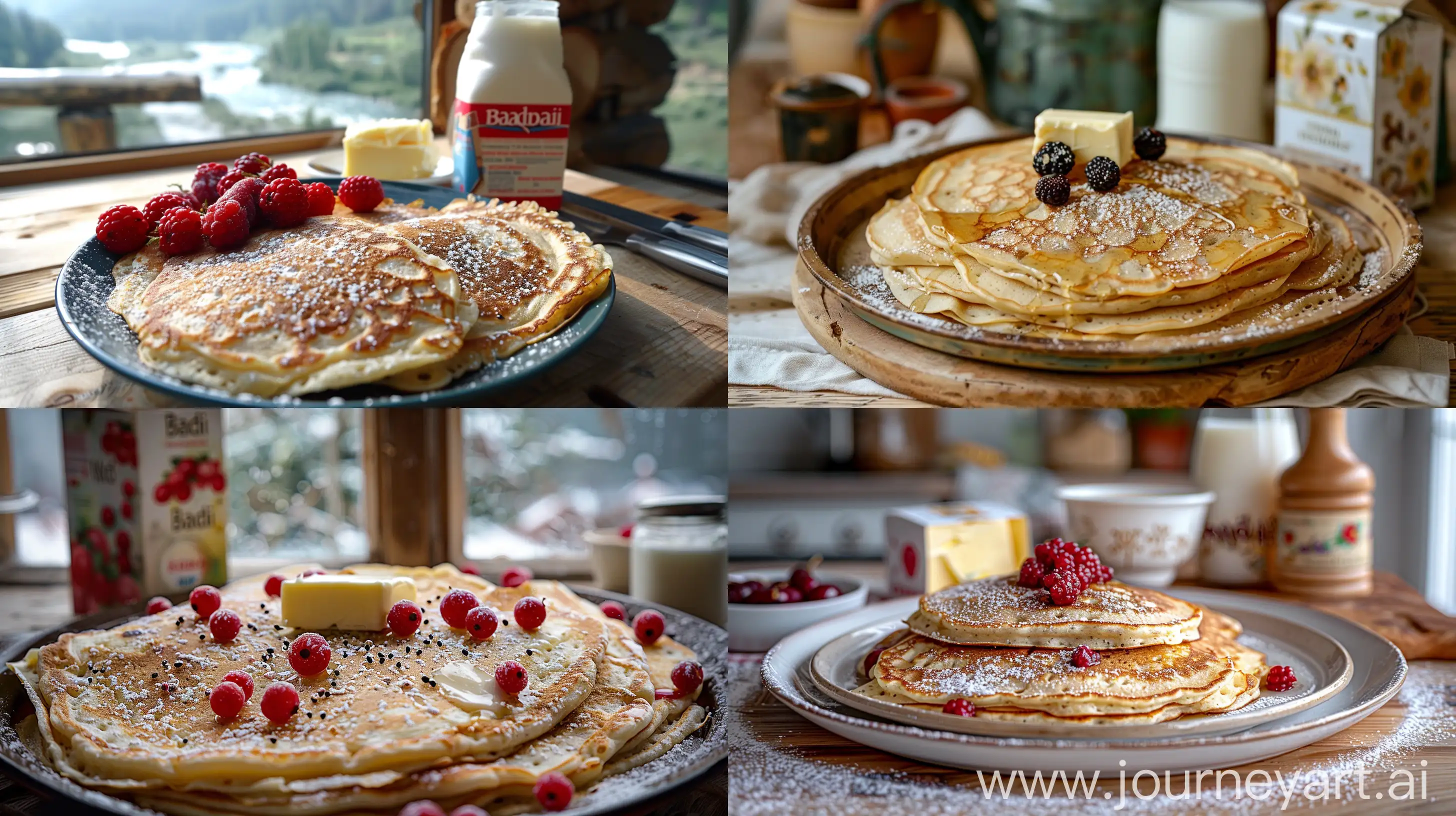 Rustic-Pancake-Breakfast-with-Badri-Berries-in-Country-Kitchen