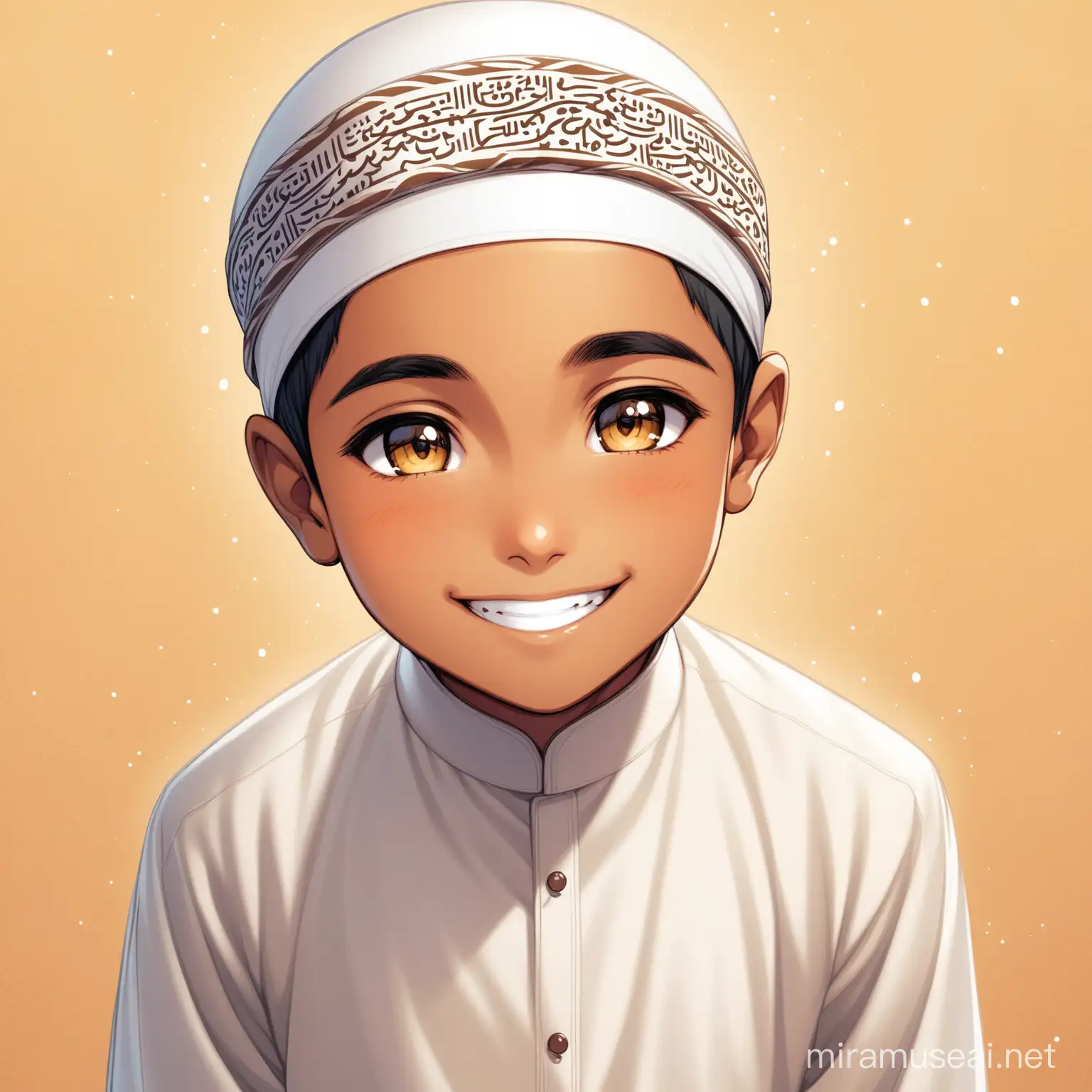 Happy Muslim Boy Smiling with Joy