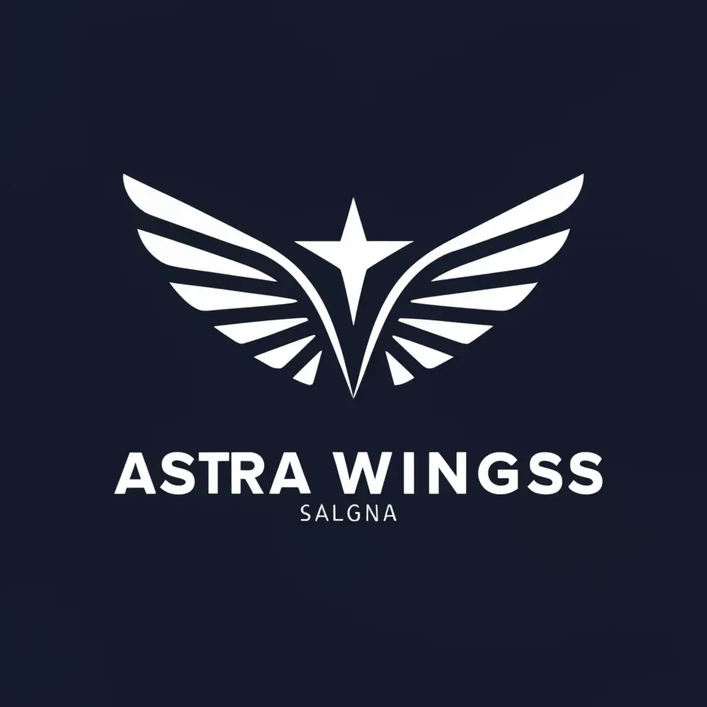a logo design,with the text "ASTRA WINGS", main symbol:Stars & wings,Minimalistic,be used in Events industry,clear background