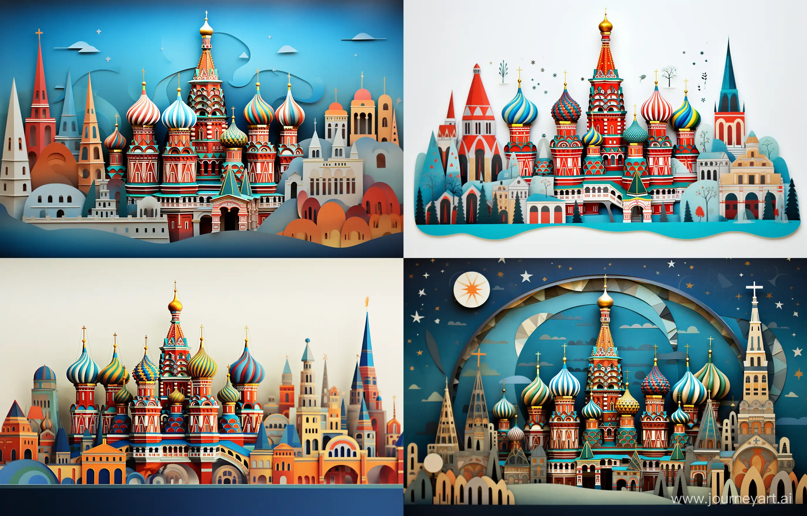 Paper cut craft illustration of Kremlin, —ar 39:25