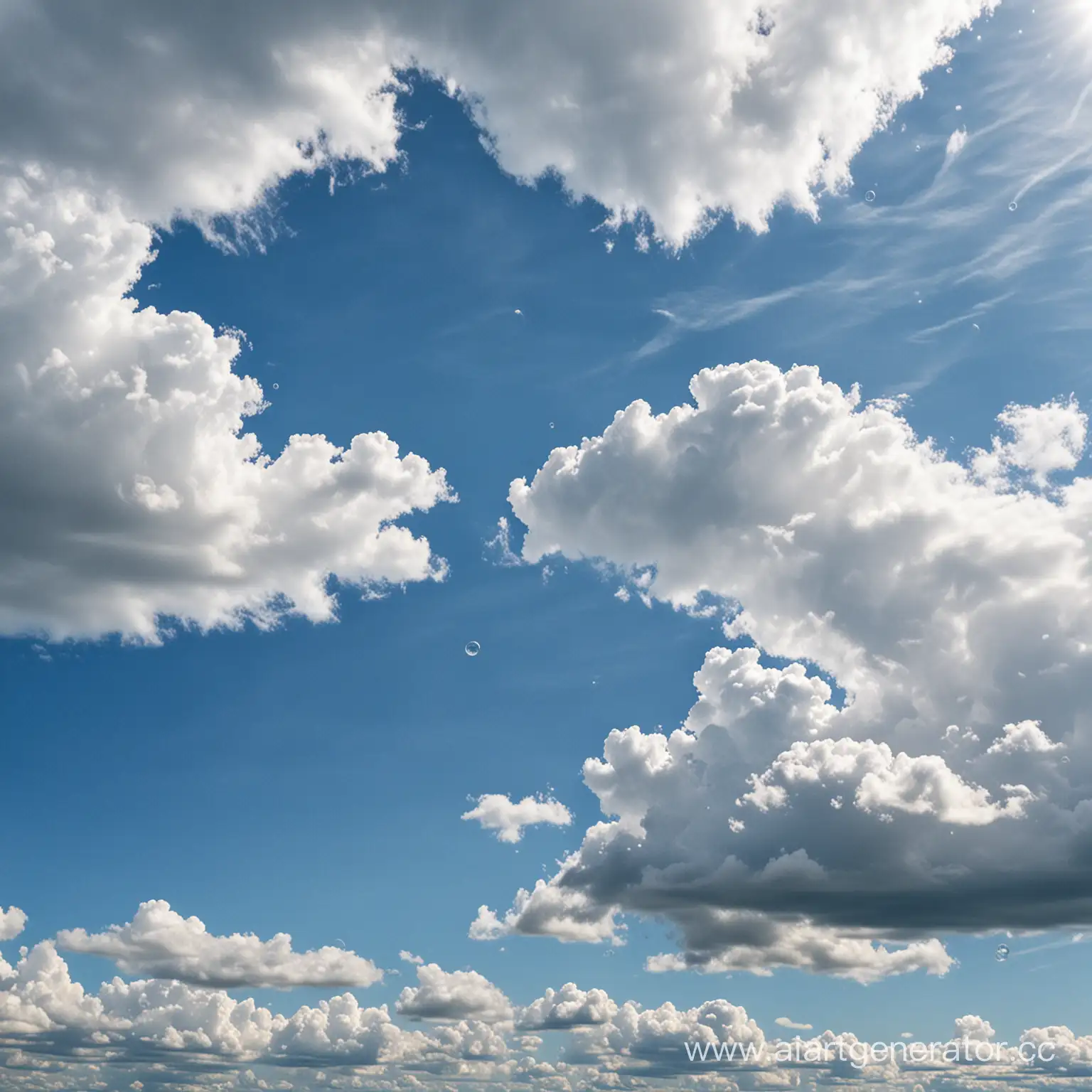 Tranquil-Blue-Sky-with-Clouds-and-Bubbles