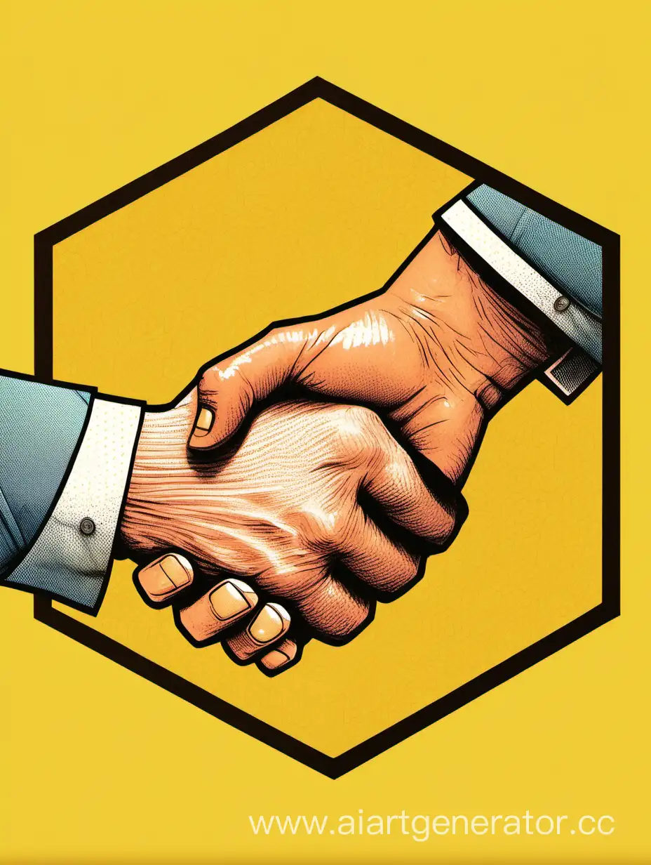 Hexagonal-Handshake-on-Yellow-Background