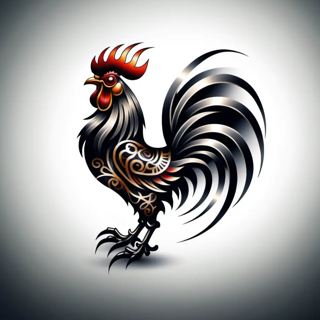 Chinese Zodiac Metal Rooster Tattoo Design | MUSE AI