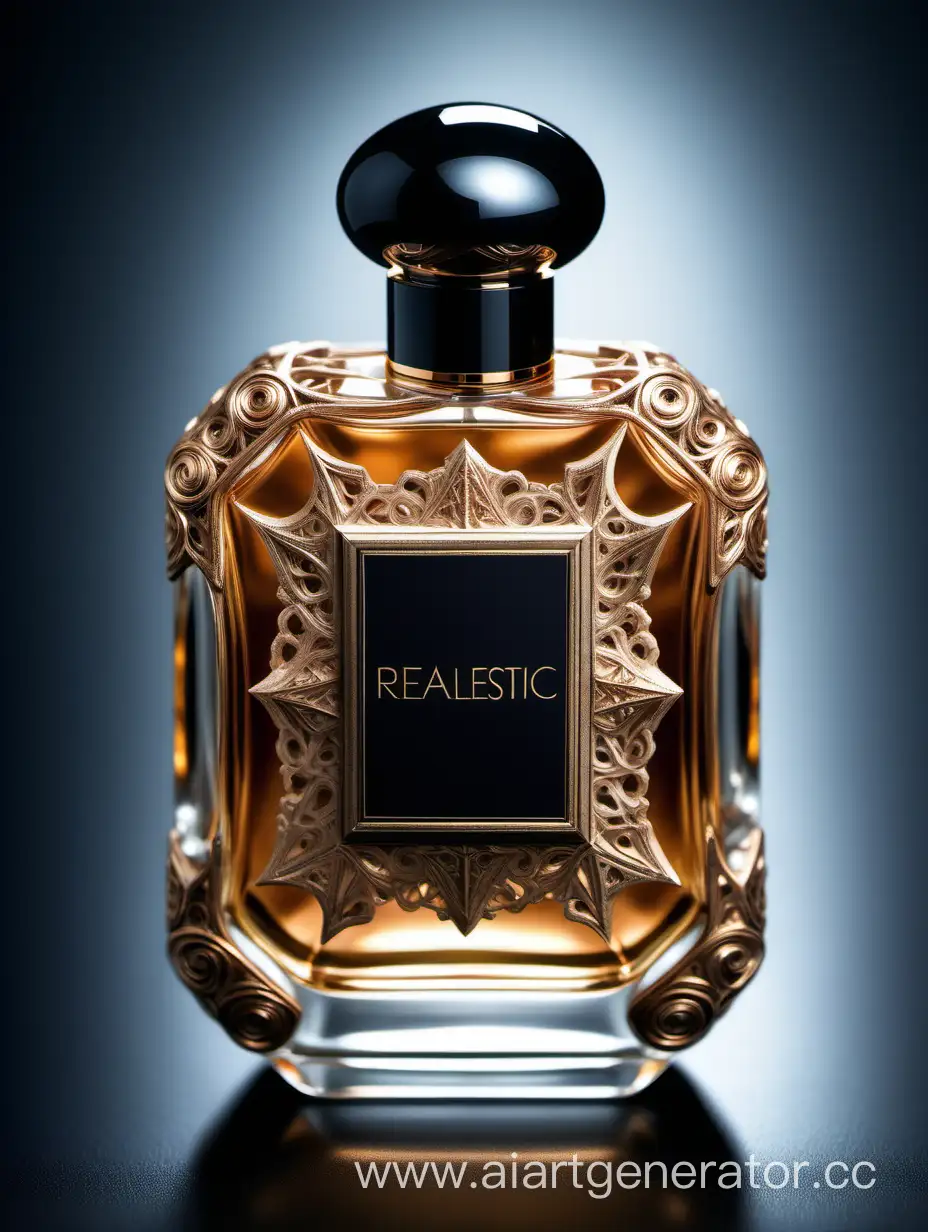 realestic perfume , photography, close-up, hyper detailed, trending on artstation, sharp focus, studio photo, intricate details, highly detailed,