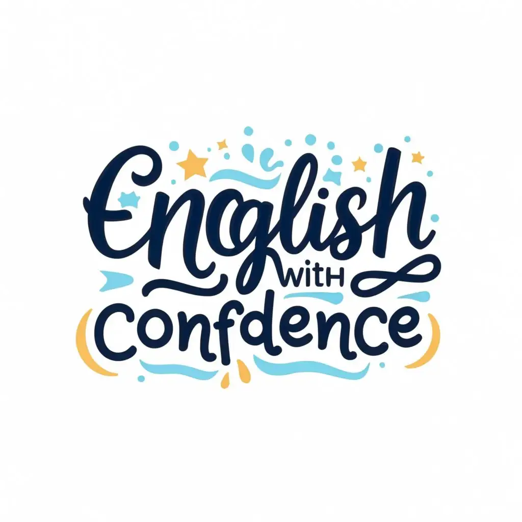 logo, Blue, with the text "English with Confidence", typography, be used in Education industry
