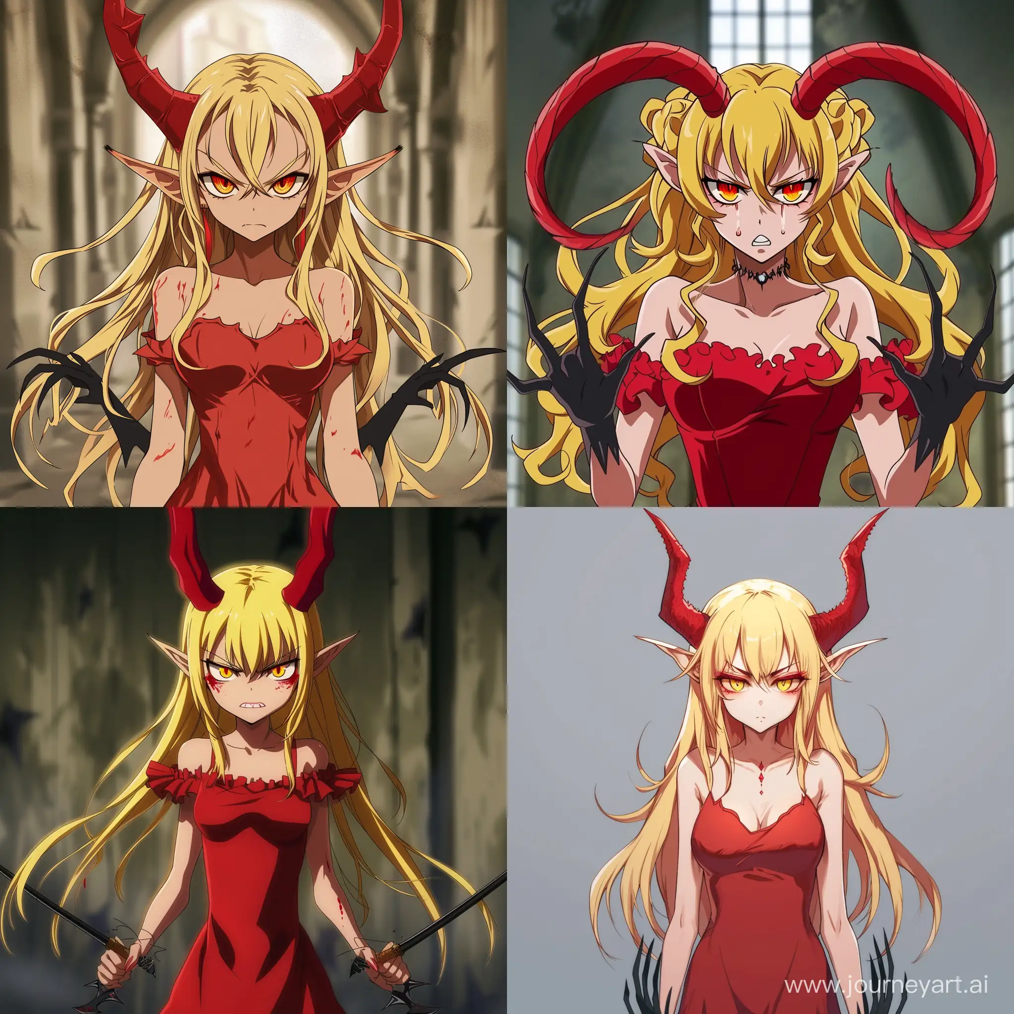 Sinister-Anime-Portrait-Daughter-of-Lucifer-in-Red-Dress-with-Horns-and-Claws