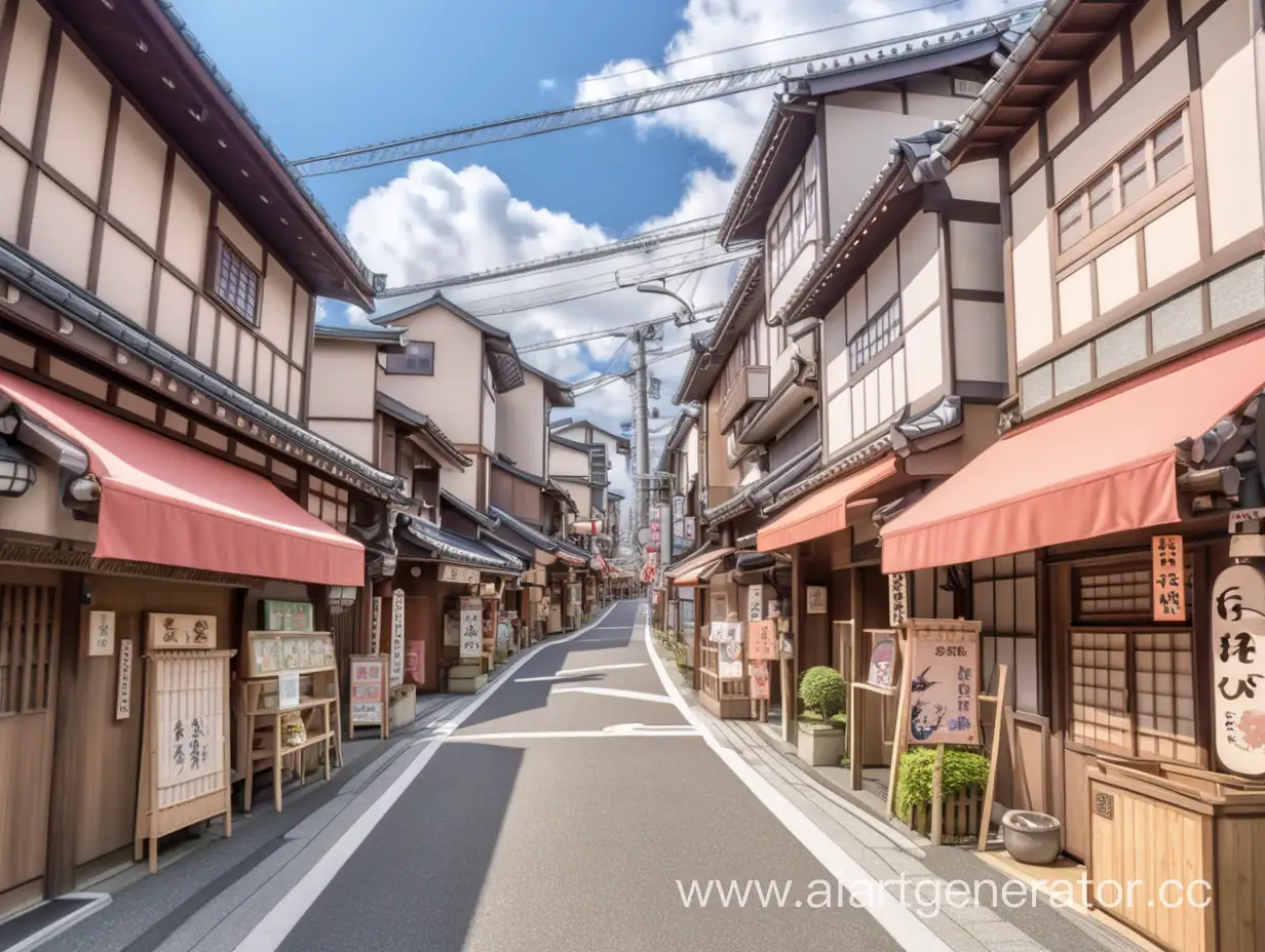 gibli anime style, sengoku era japan shopping district street, no human
