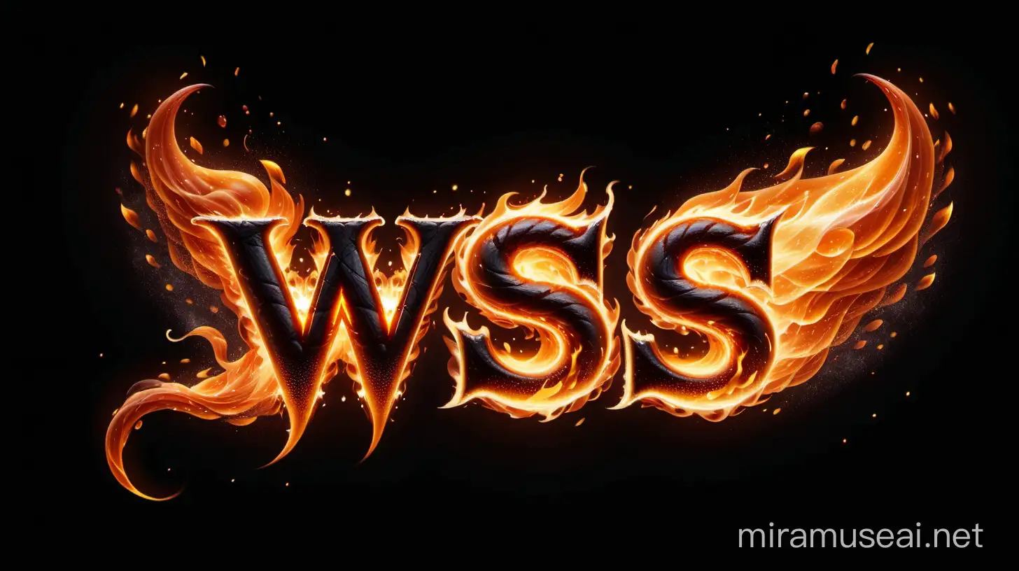 Огненный заголовок "WS" на чёрном фоне