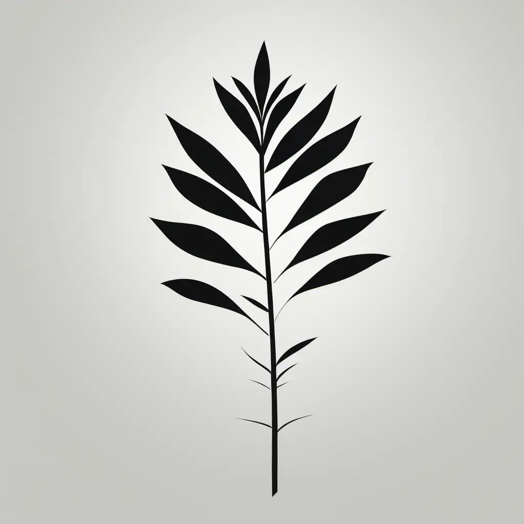 Minimalist Vector Art Elegant Black and White Plant Stencil