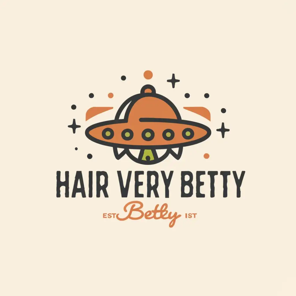 a logo design,with the text "Hair for Every Betty", main symbol:UFO,Moderate,be used in Beauty Spa industry,clear background