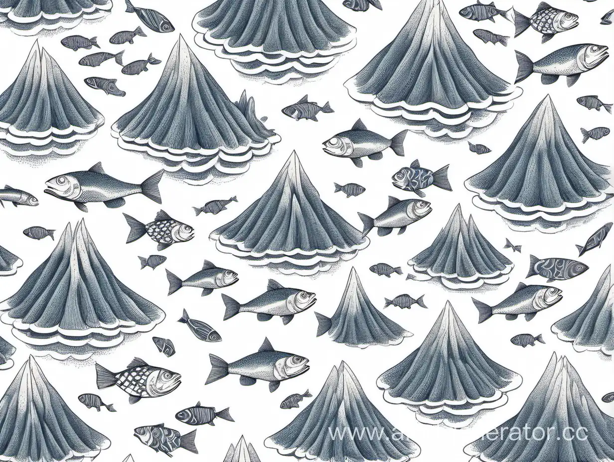 Kamchatka-Tales-and-Legends-Whimsical-Presentation-Pattern-with-Pencildrawn-Volcanoes-and-Fish