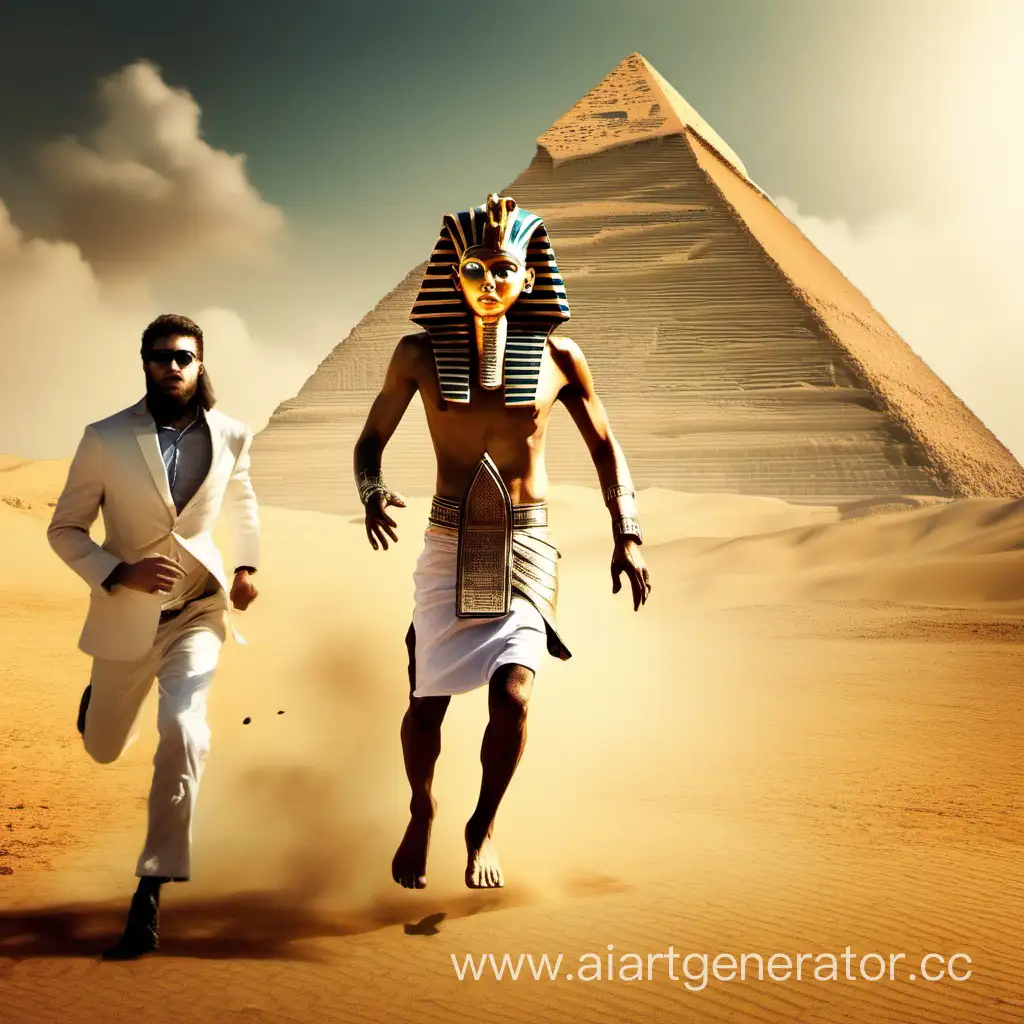 парень с лицом убегает от фараона