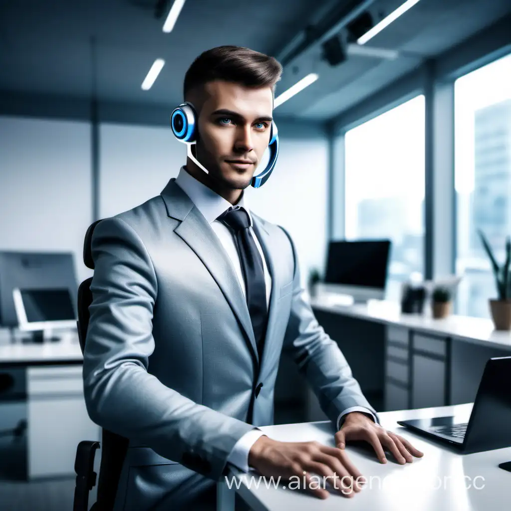 Professional-Male-AI-Bot-Making-Sales-Calls-in-Office-Setting