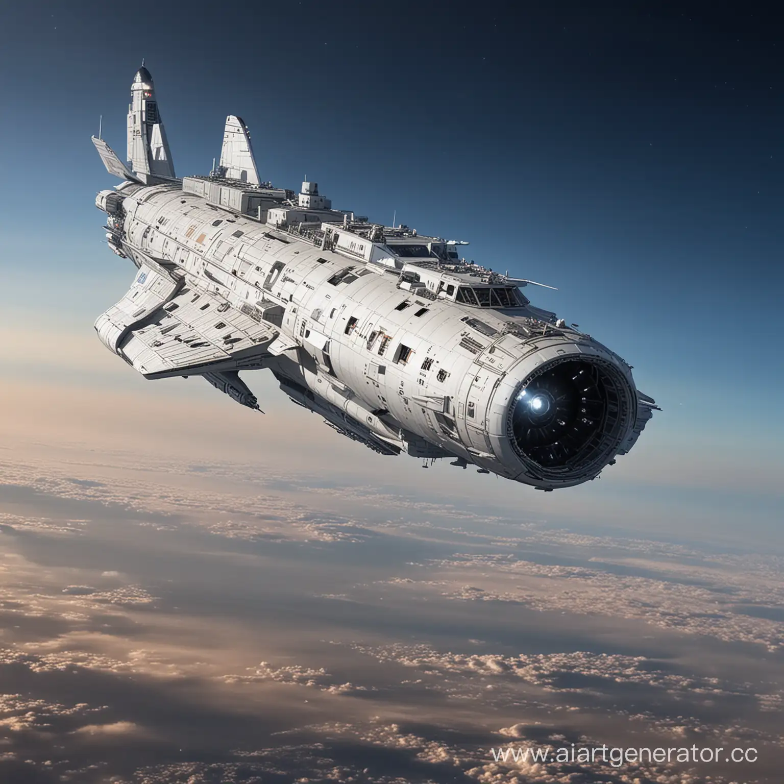 Enormous-Russian-AtmosphericSpace-Cruiser-Soaring-Through-Clouds