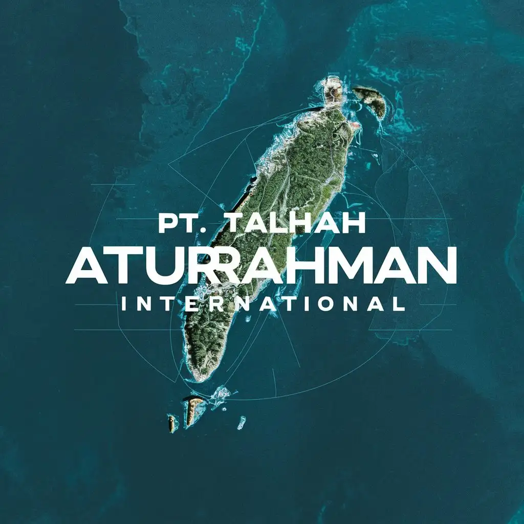 logo, sumatera island map, with the text "PT. Talhah Aturrahman International", typography