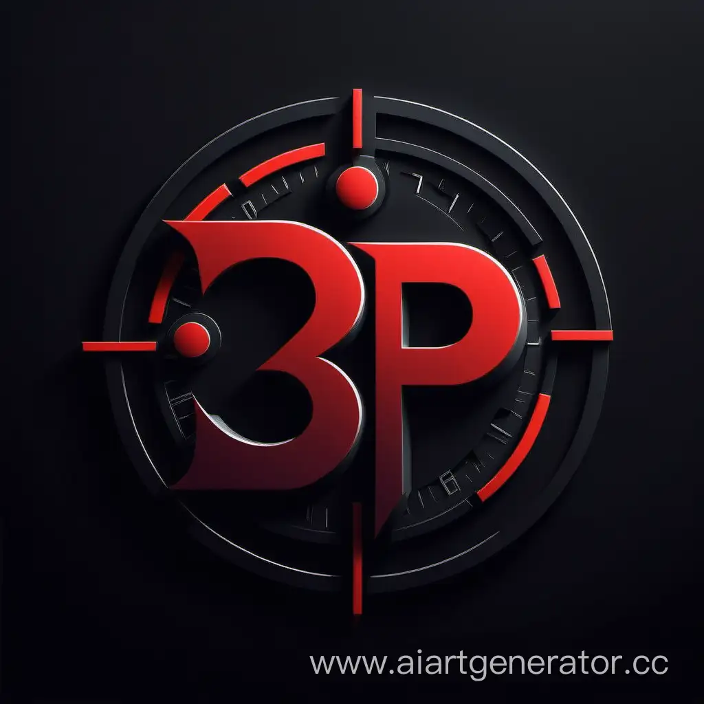 Logo design with 3-P, Written, Bold, Logo, Time Complexity, Dark Theme, Dark background, mixture of red and black, manipulation of past and future