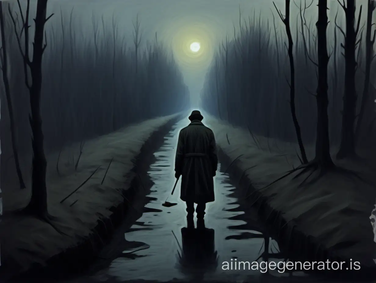 painting in the style of the film Tarkovsky's Stalker.