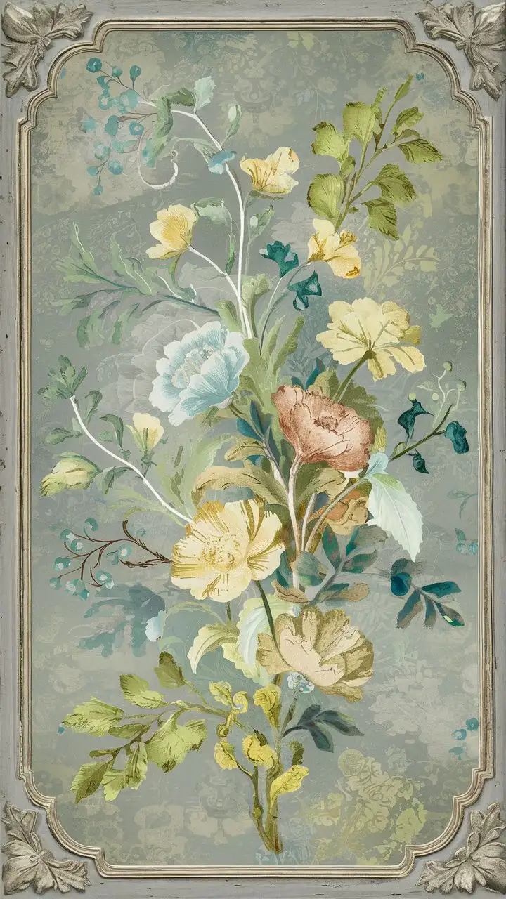 Elegant Vintage Wallpaper Pattern with Floral Motifs